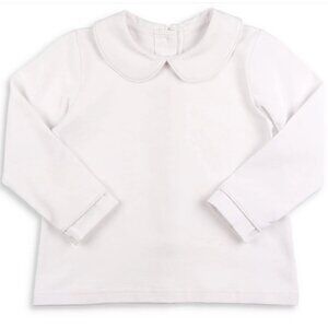 Shrimp and Grits Kids Boys Long Sleeve Peter Pan Collared Shirt White 12M NWT